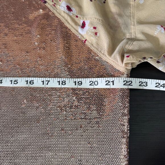 Free People Top Womens Small Shimmy & Shake Sequin Floral Flowy Boho Blouse S - Picture 10 of 11